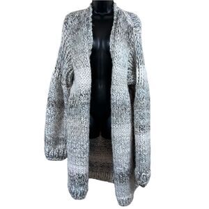 Extra Chunky Hand Knit Open Front Long Cardigan Sweater